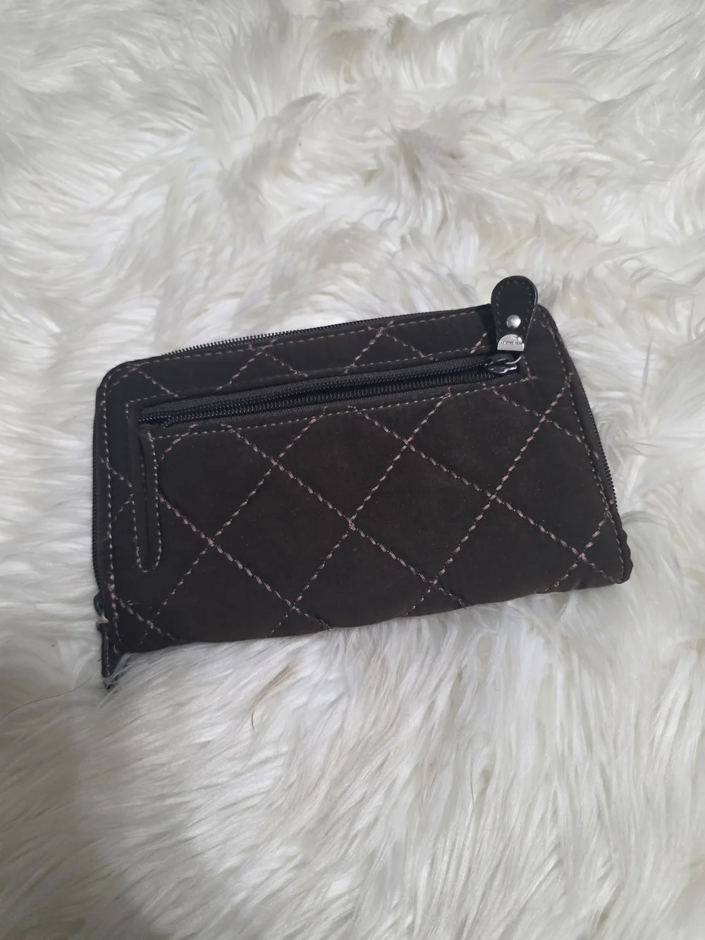 Vera Bradley Black Quilted Wallet with Pink Stitching